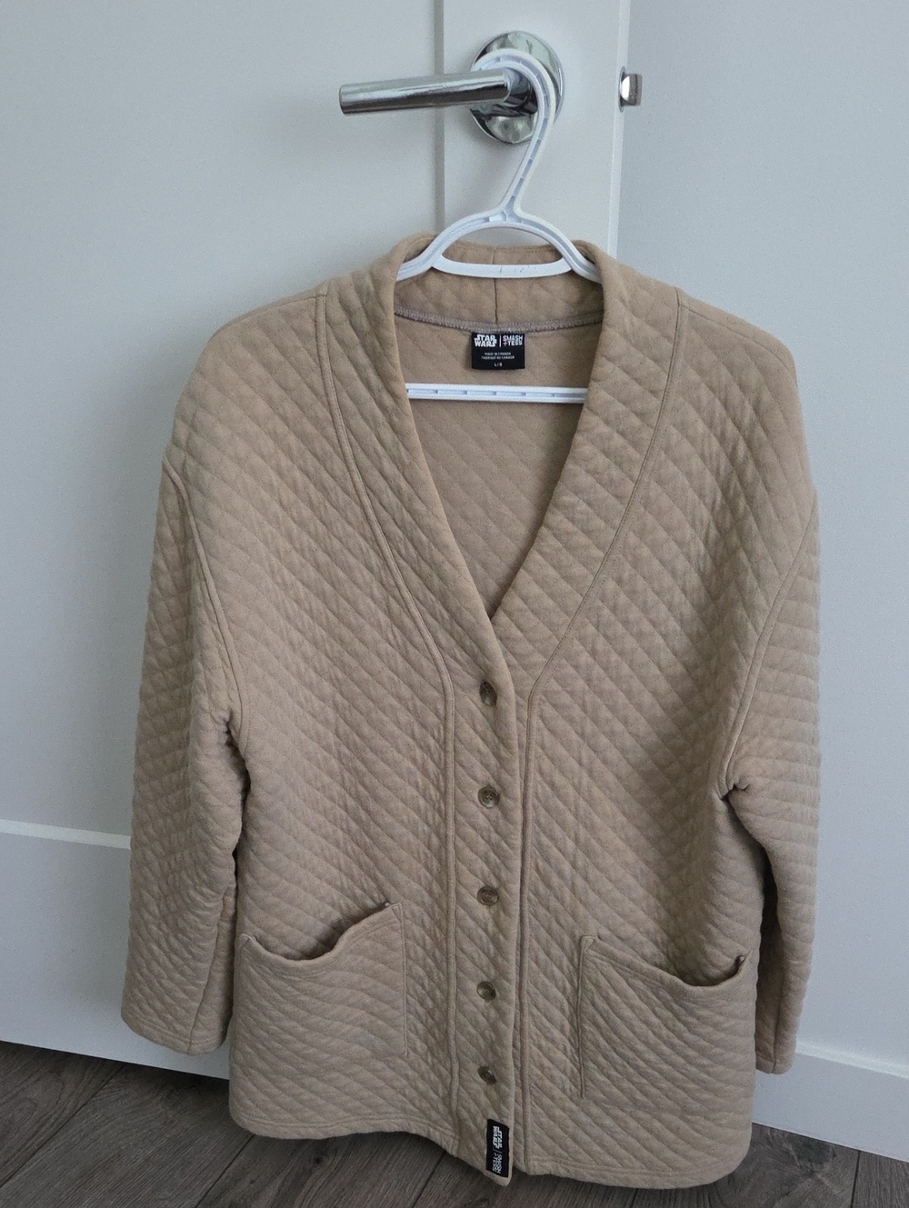 Smash + Tess x Star Wars Jedi Quilted Cardigan Sweater in Taupe Tan - Size L/G